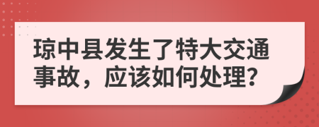 琼中县发生了特大交通事故，应该如何处理？