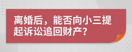 离婚后，能否向小三提起诉讼追回财产？