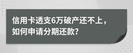 信用卡透支6万破产还不上，如何申请分期还款？