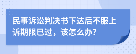 民事诉讼判决书下达后不服上诉期限已过，该怎么办？