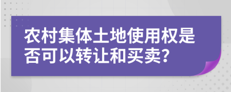农村集体土地使用权是否可以转让和买卖？