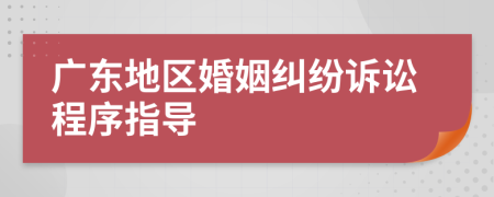 广东地区婚姻纠纷诉讼程序指导