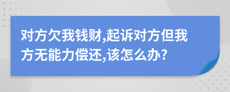 对方欠我钱财,起诉对方但我方无能力偿还,该怎么办?