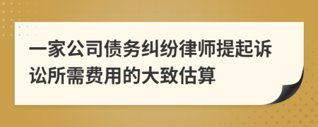 一家公司债务纠纷律师提起诉讼所需费用的大致估算