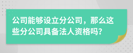 公司能够设立分公司，那么这些分公司具备法人资格吗？
