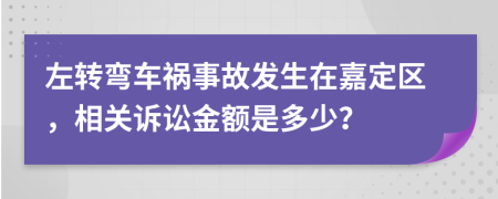左转弯车祸事故发生在嘉定区，相关诉讼金额是多少？