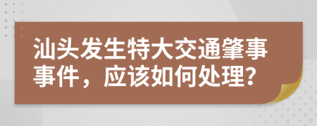 汕头发生特大交通肇事事件，应该如何处理？
