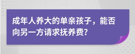 成年人养大的单亲孩子，能否向另一方请求抚养费？