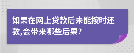 如果在网上贷款后未能按时还款,会带来哪些后果?