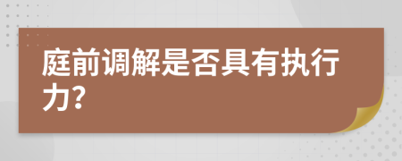 庭前调解是否具有执行力？
