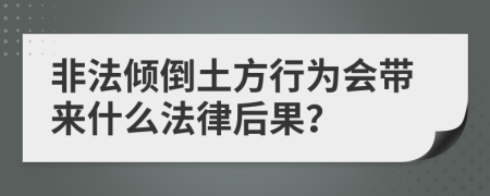 非法倾倒土方行为会带来什么法律后果？