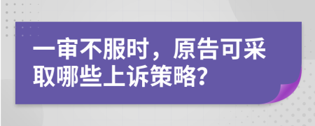 一审不服时，原告可采取哪些上诉策略？