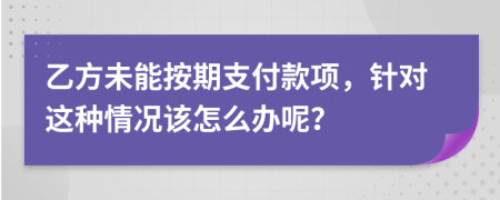 乙方未能按期支付款项，针对这种情况该怎么办呢？