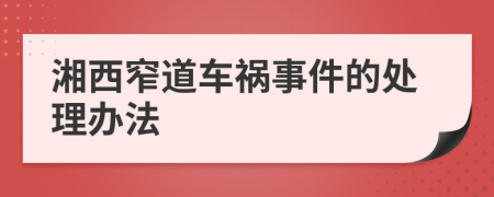 湘西窄道车祸事件的处理办法