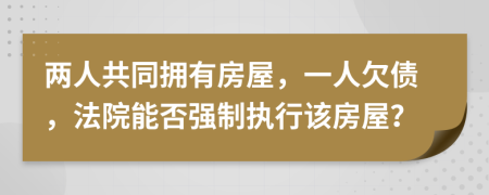 两人共同拥有房屋，一人欠债，法院能否强制执行该房屋？