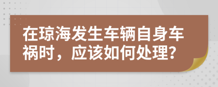 在琼海发生车辆自身车祸时，应该如何处理？