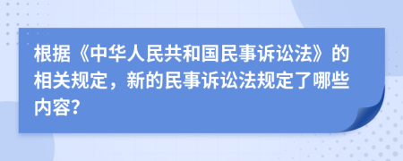 根据《中华人民共和国民事诉讼法》的相关规定，新的民事诉讼法规定了哪些内容？