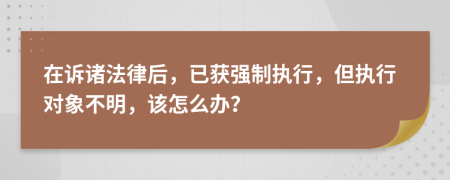在诉诸法律后，已获强制执行，但执行对象不明，该怎么办？