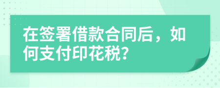 在签署借款合同后，如何支付印花税？