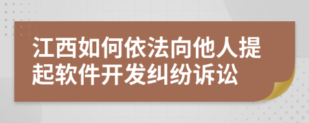 江西如何依法向他人提起软件开发纠纷诉讼