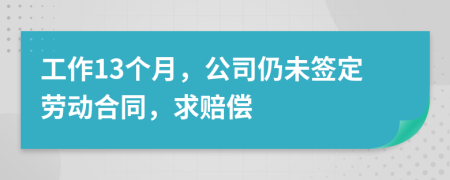 工作13个月，公司仍未签定劳动合同，求赔偿