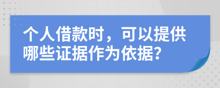 个人借款时，可以提供哪些证据作为依据？
