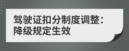 驾驶证扣分制度调整：降级规定生效