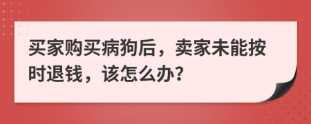 买家购买病狗后，卖家未能按时退钱，该怎么办？