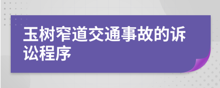 玉树窄道交通事故的诉讼程序