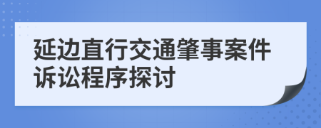 延边直行交通肇事案件诉讼程序探讨