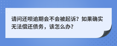 请问还呗逾期会不会被起诉？如果确实无法偿还债务，该怎么办？