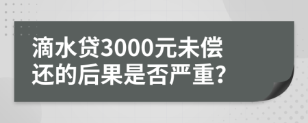 滴水贷3000元未偿还的后果是否严重？