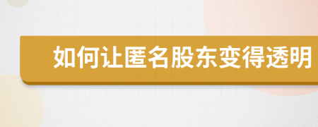 如何让匿名股东变得透明