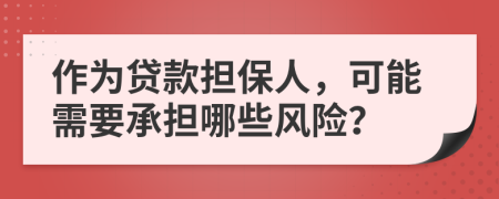 作为贷款担保人，可能需要承担哪些风险？