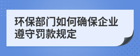 环保部门如何确保企业遵守罚款规定