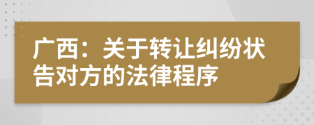 广西：关于转让纠纷状告对方的法律程序