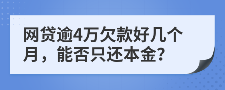 网贷逾4万欠款好几个月，能否只还本金？