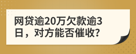 网贷逾20万欠款逾3日，对方能否催收？