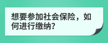 想要参加社会保险，如何进行缴纳？