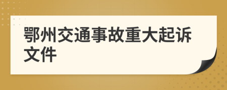 鄂州交通事故重大起诉文件
