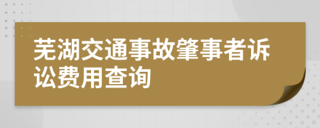 芜湖交通事故肇事者诉讼费用查询