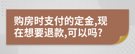 购房时支付的定金,现在想要退款,可以吗?