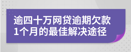 逾四十万网贷逾期欠款1个月的最佳解决途径