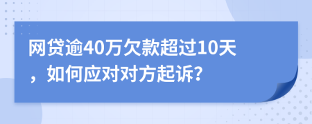 网贷逾40万欠款超过10天，如何应对对方起诉？