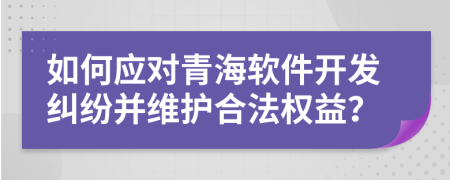如何应对青海软件开发纠纷并维护合法权益？