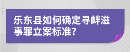 乐东县如何确定寻衅滋事罪立案标准？