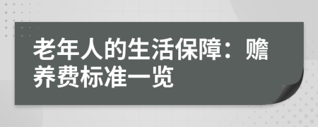 老年人的生活保障：赡养费标准一览