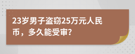 23岁男子盗窃25万元人民币，多久能受审？