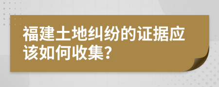 福建土地纠纷的证据应该如何收集？