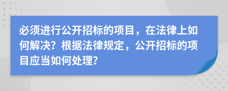 必须进行公开招标的项目，在法律上如何解决？根据法律规定，公开招标的项目应当如何处理？